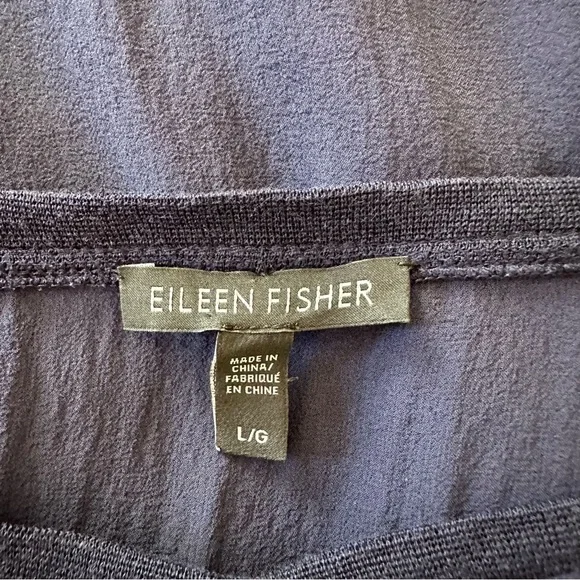 Eileen Fisher 100% silk Navy Blue 3/4 Sleeve Blouse Size L - Picture 10 of 12